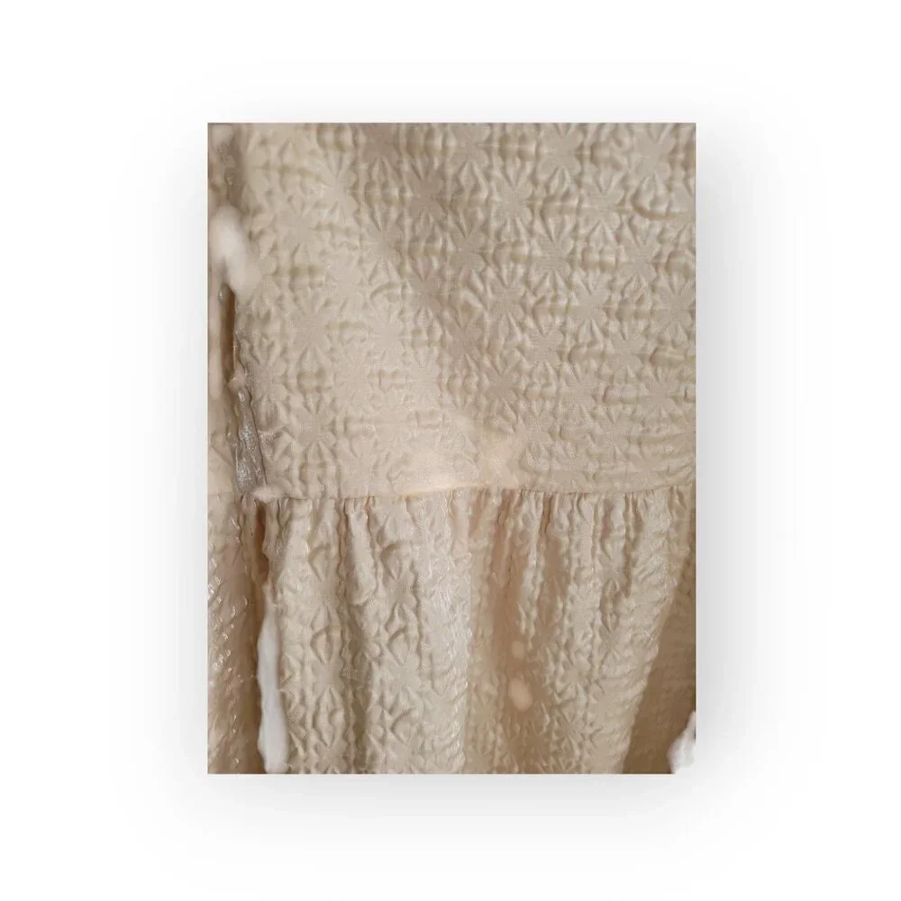 Kika Vargas x Target Cream Fairycore Midi Dress Empire Waist Size 1X Textured - Picture 7 of 13